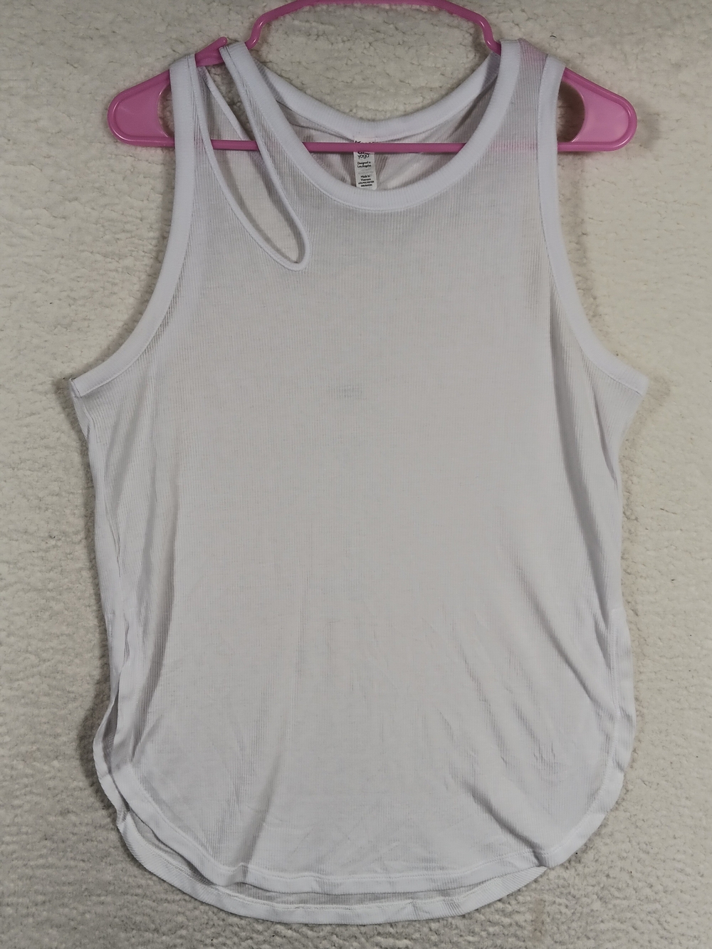 Alo Yoga Peak Ribbed Tank Top Womens Medium White Asymmetrical Full Length